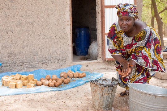 Malian woman washing her hands